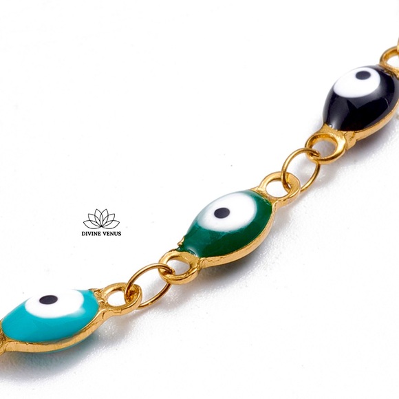Evil Eye Anklet | Gold Plated Stainless Steel - Picture 2 of 6